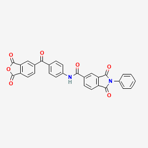 molecular formula C30H16N2O7 B11119616 N-{4-[(1,3-dioxo-1,3-dihydro-2-benzofuran-5-yl)carbonyl]phenyl}-1,3-dioxo-2-phenyl-2,3-dihydro-1H-isoindole-5-carboxamide 