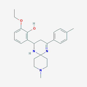 molecular formula C24H31N3O2 B11120016 2-Ethoxy-6-[9-methyl-4-(4-methylphenyl)-1,5,9-triazaspiro[5.5]undec-4-en-2-yl]phenol 