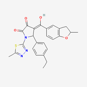 molecular formula C25H23N3O4S B11120265 5-(4-ethylphenyl)-3-hydroxy-4-[(2-methyl-2,3-dihydro-1-benzofuran-5-yl)carbonyl]-1-(5-methyl-1,3,4-thiadiazol-2-yl)-1,5-dihydro-2H-pyrrol-2-one 
