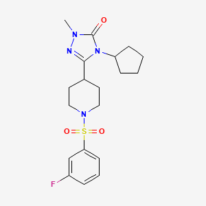 molecular formula C19H25FN4O3S B11120332 4-cyclopentyl-3-(1-((3-fluorophenyl)sulfonyl)piperidin-4-yl)-1-methyl-1H-1,2,4-triazol-5(4H)-one 