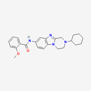 molecular formula C24H28N4O2 B11120341 N-(2-cyclohexyl-1,2,3,4-tetrahydropyrazino[1,2-a]benzimidazol-8-yl)-2-methoxybenzamide 