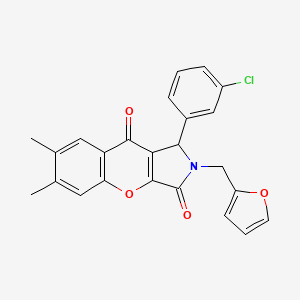 molecular formula C24H18ClNO4 B11120424 1-(3-Chlorophenyl)-2-(furan-2-ylmethyl)-6,7-dimethyl-1,2-dihydrochromeno[2,3-c]pyrrole-3,9-dione 