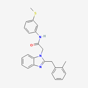 molecular formula C24H23N3OS B11120736 2-[2-(2-methylbenzyl)-1H-1,3-benzimidazol-1-yl]-N-[3-(methylsulfanyl)phenyl]acetamide 