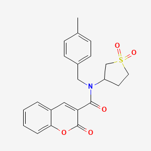 molecular formula C22H21NO5S B11120799 N-(1,1-dioxidotetrahydrothiophen-3-yl)-N-(4-methylbenzyl)-2-oxo-2H-chromene-3-carboxamide 