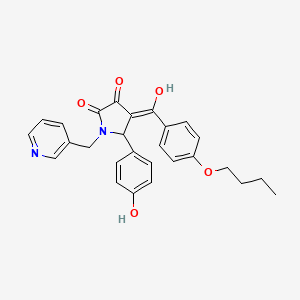 molecular formula C27H26N2O5 B11120895 4-[(4-butoxyphenyl)carbonyl]-3-hydroxy-5-(4-hydroxyphenyl)-1-(pyridin-3-ylmethyl)-1,5-dihydro-2H-pyrrol-2-one 