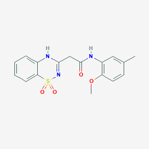 molecular formula C17H17N3O4S B11120912 2-(1,1-dioxido-2H-benzo[e][1,2,4]thiadiazin-3-yl)-N-(2-methoxy-5-methylphenyl)acetamide 