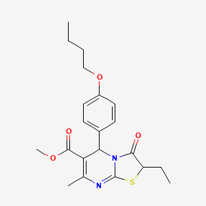 molecular formula C21H26N2O4S B11120923 methyl 5-(4-butoxyphenyl)-2-ethyl-7-methyl-3-oxo-2,3-dihydro-5H-[1,3]thiazolo[3,2-a]pyrimidine-6-carboxylate 