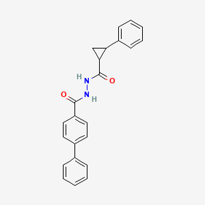molecular formula C23H20N2O2 B11121305 N'-[(2-phenylcyclopropyl)carbonyl]biphenyl-4-carbohydrazide 