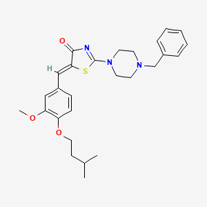 molecular formula C27H33N3O3S B11121370 (5Z)-2-(4-benzylpiperazin-1-yl)-5-[3-methoxy-4-(3-methylbutoxy)benzylidene]-1,3-thiazol-4(5H)-one 