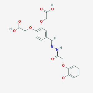 molecular formula C20H20N2O9 B11121489 2,2'-[{4-[(E)-{2-[(2-methoxyphenoxy)acetyl]hydrazinylidene}methyl]benzene-1,2-diyl}bis(oxy)]diacetic acid 