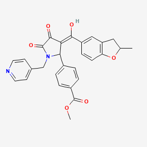 molecular formula C28H24N2O6 B11121510 methyl 4-{4-hydroxy-3-[(2-methyl-2,3-dihydro-1-benzofuran-5-yl)carbonyl]-5-oxo-1-(pyridin-4-ylmethyl)-2,5-dihydro-1H-pyrrol-2-yl}benzoate 