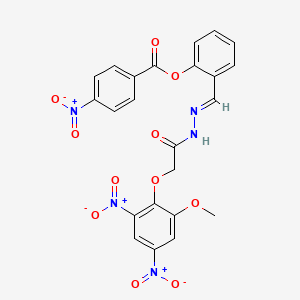 molecular formula C23H17N5O11 B11121547 2-[(E)-{2-[(2-methoxy-4,6-dinitrophenoxy)acetyl]hydrazinylidene}methyl]phenyl 4-nitrobenzoate 