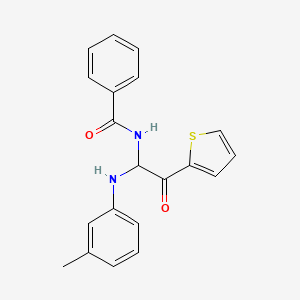 molecular formula C20H18N2O2S B11121932 N-{1-[(3-methylphenyl)amino]-2-oxo-2-(thiophen-2-yl)ethyl}benzamide 