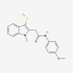 molecular formula C19H20N2O2S B11121953 N-(4-methoxyphenyl)-2-[1-methyl-3-(methylsulfanyl)-1H-indol-2-yl]acetamide 