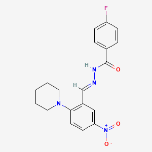 molecular formula C19H19FN4O3 B11122316 4-fluoro-N'-{(E)-[5-nitro-2-(piperidin-1-yl)phenyl]methylidene}benzohydrazide 