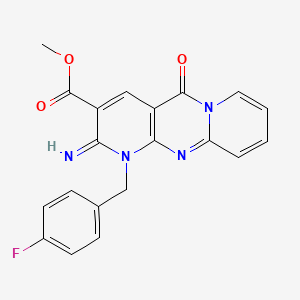molecular formula C20H15FN4O3 B11122367 Methyl 7-[(4-fluorophenyl)methyl]-6-imino-2-oxo-1,7,9-triazatricyclo[8.4.0.0^{3,8}]tetradeca-3(8),4,9,11,13-pentaene-5-carboxylate 