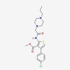molecular formula C21H26ClN3O3S B11122422 Methyl 4-(4-chlorophenyl)-2-{[(4-propylpiperazin-1-yl)acetyl]amino}thiophene-3-carboxylate 