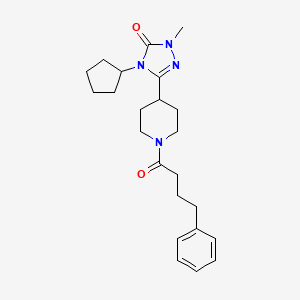 molecular formula C23H32N4O2 B11122447 4-cyclopentyl-1-methyl-3-(1-(4-phenylbutanoyl)piperidin-4-yl)-1H-1,2,4-triazol-5(4H)-one 
