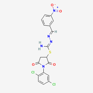molecular formula C18H13Cl2N5O4S B11122470 1-(2,5-dichlorophenyl)-2,5-dioxopyrrolidin-3-yl (2E)-2-(3-nitrobenzylidene)hydrazinecarbimidothioate 