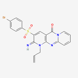 molecular formula C20H15BrN4O3S B11122526 5-(4-bromophenyl)sulfonyl-6-imino-7-prop-2-enyl-1,7,9-triazatricyclo[8.4.0.03,8]tetradeca-3(8),4,9,11,13-pentaen-2-one 