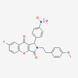 molecular formula C26H19FN2O6 B11122537 7-Fluoro-2-[2-(4-methoxyphenyl)ethyl]-1-(4-nitrophenyl)-1,2-dihydrochromeno[2,3-c]pyrrole-3,9-dione 