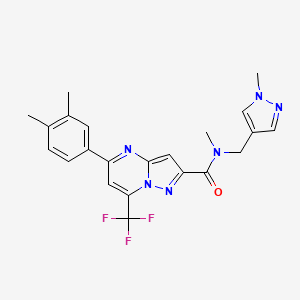 molecular formula C22H21F3N6O B11122645 5-(3,4-dimethylphenyl)-N-methyl-N-[(1-methyl-1H-pyrazol-4-yl)methyl]-7-(trifluoromethyl)pyrazolo[1,5-a]pyrimidine-2-carboxamide 