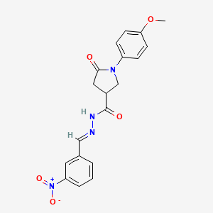 molecular formula C19H18N4O5 B11122664 1-(4-methoxyphenyl)-N'-[(E)-(3-nitrophenyl)methylidene]-5-oxopyrrolidine-3-carbohydrazide 