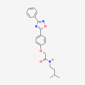 molecular formula C21H23N3O3 B11122719 N-(3-methylbutyl)-2-[4-(3-phenyl-1,2,4-oxadiazol-5-yl)phenoxy]acetamide 
