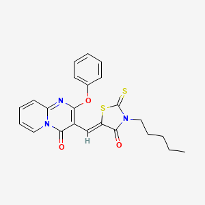 molecular formula C23H21N3O3S2 B11122791 3-[(Z)-(4-oxo-3-pentyl-2-thioxo-1,3-thiazolidin-5-ylidene)methyl]-2-phenoxy-4H-pyrido[1,2-a]pyrimidin-4-one 