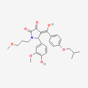 molecular formula C26H31NO7 B11122799 3-hydroxy-5-(4-hydroxy-3-methoxyphenyl)-1-(3-methoxypropyl)-4-{[4-(2-methylpropoxy)phenyl]carbonyl}-1,5-dihydro-2H-pyrrol-2-one 