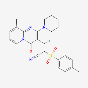 molecular formula C24H24N4O3S B11122848 (2E)-3-[9-methyl-4-oxo-2-(piperidin-1-yl)-4H-pyrido[1,2-a]pyrimidin-3-yl]-2-[(4-methylphenyl)sulfonyl]prop-2-enenitrile 