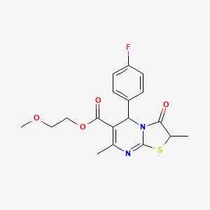 molecular formula C18H19FN2O4S B11122958 2-methoxyethyl 5-(4-fluorophenyl)-2,7-dimethyl-3-oxo-2,3-dihydro-5H-[1,3]thiazolo[3,2-a]pyrimidine-6-carboxylate 