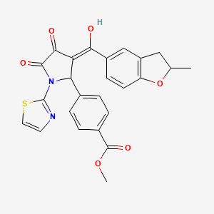 molecular formula C25H20N2O6S B11123052 methyl 4-{4-hydroxy-3-[(2-methyl-2,3-dihydro-1-benzofuran-5-yl)carbonyl]-5-oxo-1-(1,3-thiazol-2-yl)-2,5-dihydro-1H-pyrrol-2-yl}benzoate 