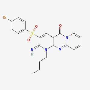 molecular formula C21H19BrN4O3S B11123053 5-(4-bromophenyl)sulfonyl-7-butyl-6-imino-1,7,9-triazatricyclo[8.4.0.03,8]tetradeca-3(8),4,9,11,13-pentaen-2-one 