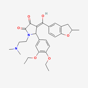 molecular formula C28H34N2O6 B11123069 5-(3,4-diethoxyphenyl)-1-[2-(dimethylamino)ethyl]-3-hydroxy-4-[(2-methyl-2,3-dihydro-1-benzofuran-5-yl)carbonyl]-1,5-dihydro-2H-pyrrol-2-one 