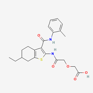 molecular formula C22H26N2O5S B11123080 [2-({6-Ethyl-3-[(2-methylphenyl)carbamoyl]-4,5,6,7-tetrahydro-1-benzothiophen-2-yl}amino)-2-oxoethoxy]acetic acid 