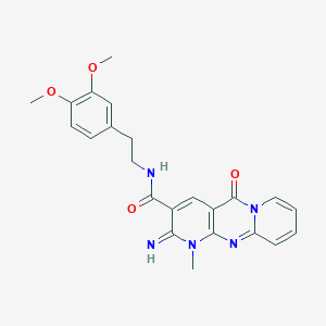 molecular formula C23H23N5O4 B11123132 N-[2-(3,4-dimethoxyphenyl)ethyl]-6-imino-7-methyl-2-oxo-1,7,9-triazatricyclo[8.4.0.03,8]tetradeca-3(8),4,9,11,13-pentaene-5-carboxamide 