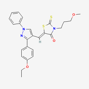 molecular formula C25H25N3O3S2 B11123182 (5Z)-5-{[3-(4-ethoxyphenyl)-1-phenyl-1H-pyrazol-4-yl]methylidene}-3-(3-methoxypropyl)-2-thioxo-1,3-thiazolidin-4-one 