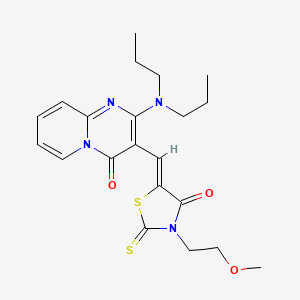 molecular formula C21H26N4O3S2 B11123259 2-(dipropylamino)-3-{(Z)-[3-(2-methoxyethyl)-4-oxo-2-thioxo-1,3-thiazolidin-5-ylidene]methyl}-4H-pyrido[1,2-a]pyrimidin-4-one 