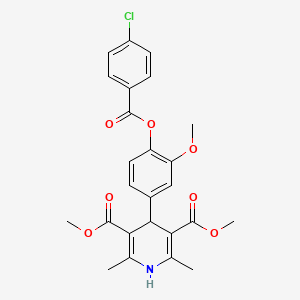 molecular formula C25H24ClNO7 B11123324 Dimethyl 4-(4-{[(4-chlorophenyl)carbonyl]oxy}-3-methoxyphenyl)-2,6-dimethyl-1,4-dihydropyridine-3,5-dicarboxylate 