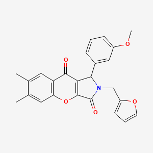 molecular formula C25H21NO5 B11123357 2-(Furan-2-ylmethyl)-1-(3-methoxyphenyl)-6,7-dimethyl-1,2-dihydrochromeno[2,3-c]pyrrole-3,9-dione 