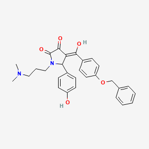 molecular formula C29H30N2O5 B11123386 4-{[4-(benzyloxy)phenyl]carbonyl}-1-[3-(dimethylamino)propyl]-3-hydroxy-5-(4-hydroxyphenyl)-1,5-dihydro-2H-pyrrol-2-one 