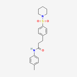 molecular formula C21H26N2O3S B11123423 N-(4-methylphenyl)-3-[4-(piperidin-1-ylsulfonyl)phenyl]propanamide 