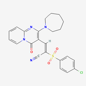 molecular formula C23H21ClN4O3S B11123428 (2E)-3-[2-(azepan-1-yl)-4-oxo-4H-pyrido[1,2-a]pyrimidin-3-yl]-2-[(4-chlorophenyl)sulfonyl]prop-2-enenitrile 