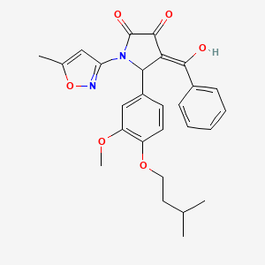 molecular formula C27H28N2O6 B11123437 3-hydroxy-5-[3-methoxy-4-(3-methylbutoxy)phenyl]-1-(5-methyl-1,2-oxazol-3-yl)-4-(phenylcarbonyl)-1,5-dihydro-2H-pyrrol-2-one 