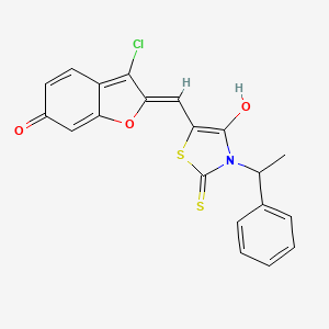 molecular formula C20H14ClNO3S2 B11123459 (5Z)-5-[(3-chloro-6-hydroxy-1-benzofuran-2-yl)methylidene]-3-(1-phenylethyl)-2-thioxo-1,3-thiazolidin-4-one 