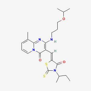 molecular formula C23H30N4O3S2 B11123517 (5Z)-3-butan-2-yl-5-[[9-methyl-4-oxo-2-(3-propan-2-yloxypropylamino)pyrido[1,2-a]pyrimidin-3-yl]methylidene]-2-sulfanylidene-1,3-thiazolidin-4-one 