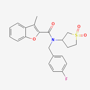 molecular formula C21H20FNO4S B11123609 N-(1,1-dioxidotetrahydrothiophen-3-yl)-N-(4-fluorobenzyl)-3-methyl-1-benzofuran-2-carboxamide 