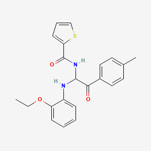 molecular formula C22H22N2O3S B11123682 N-{1-[(2-ethoxyphenyl)amino]-2-(4-methylphenyl)-2-oxoethyl}thiophene-2-carboxamide 