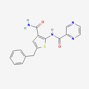 molecular formula C17H14N4O2S B11123711 N-(5-benzyl-3-carbamoylthiophen-2-yl)pyrazine-2-carboxamide 